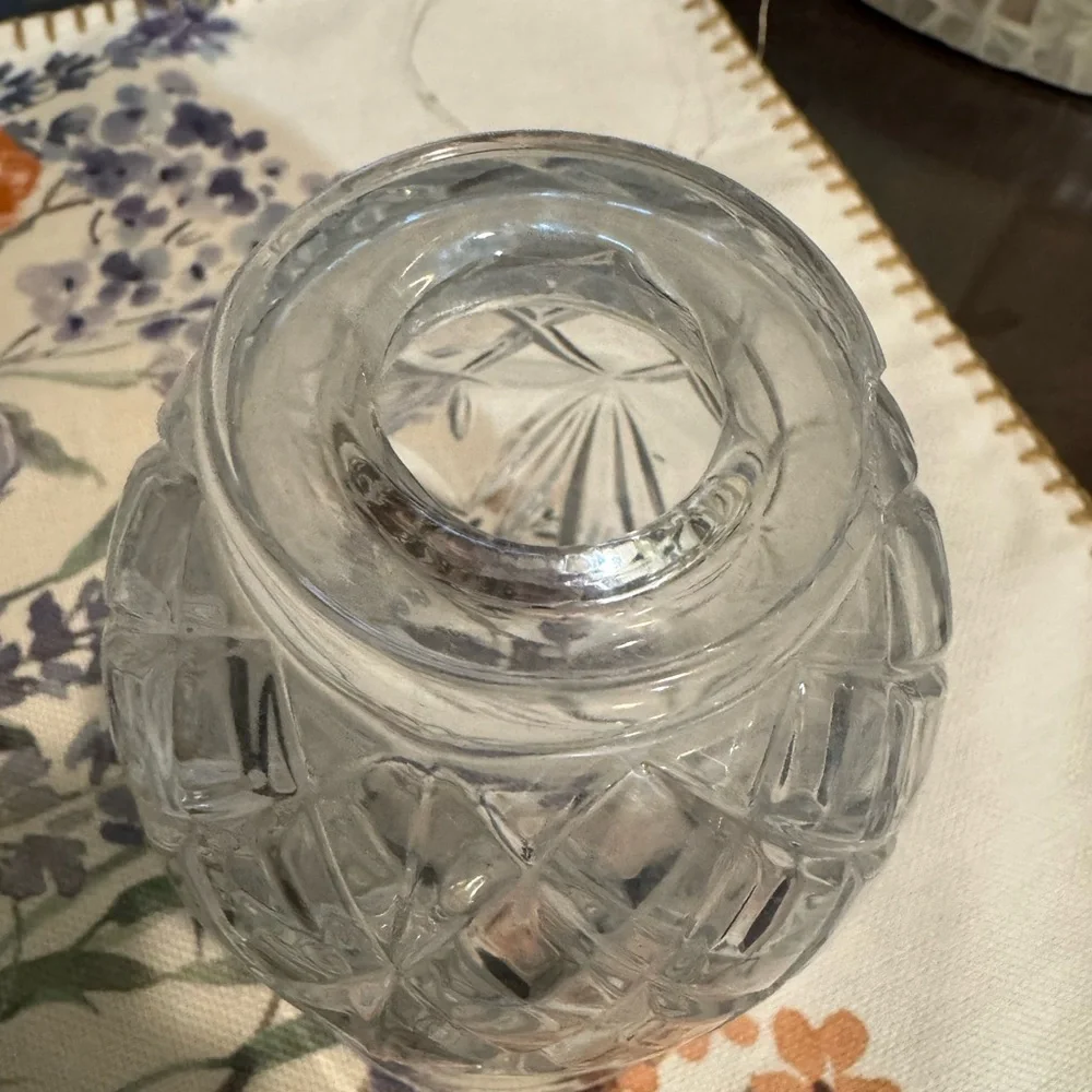 Vintage 24% Lead Crystal Hurricane Candle Shade Cut Glass Lamp Cover